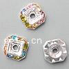 Square Rhinestone Spacer, Brass, Squaredelle, plated, with rhinestone Approx 1.8mm [