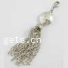 Zinc Alloy Chain Fringe, with iron chain, Flat Round, plated Inch 