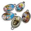 Decal Zinc Alloy Pendants, Oval, plated Approx 2mm 