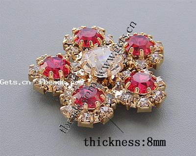 Rhinestone Zinc Alloy Brooch, Flower, plated, more colors for choice, nickel, lead & cadmium free, 28x28x8mm, Hole:Approx 1mm, Sold By PC