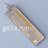 Rhinestone Stainless Steel Pendants, Rectangle, word I love you, plated, with rhinestone Approx 