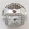 Watch Finger Ring, Zinc Alloy, with Glass, Rectangle, platinum color plated, with rhinestone US Ring .5 