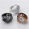Watch Finger Ring, Zinc Alloy, with Glass, Flat Round, stoving varnish, with rhinestone US Ring .5 