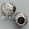Rhinestone Zinc Alloy European Beads, Rondelle, plated, without troll & with rhinestone Approx 7.5mm 