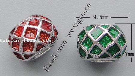 Enamel Zinc Alloy European Beads, Rondelle, without troll & large hole, more colors for choice, 9.5x7mm, Hole:Approx 4.5mm, Sold By PC