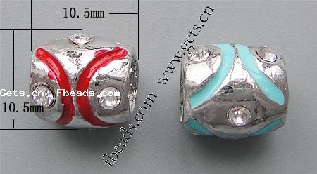 Émail Zinc Alloy European Beads, alliage de zinc, tambour, Placage, sans filetage & émail & grand trou, plus de couleurs à choisir, protéger l'environnement, sans nickel, plomb et cadmium, 10.5x10.5mm, Trou:Environ 4.5mm, Vendu par PC