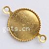 Brass Connector Setting, Flat Round, plated, 1/1 loop Approx 1.3mm, Inner Approx 10mm 