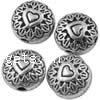 Zinc Alloy Flat Beads, Flat Round, plated, with heart pattern Approx 1.5mm 