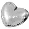 Zinklegierung Herz Perlen, plattiert, keine, 10x9x5mm, Bohrung:ca. 1.5mm, 800PCs/Tasche, verkauft von Tasche