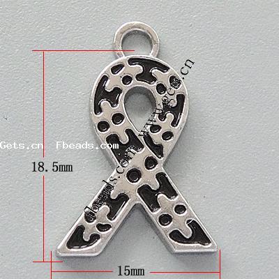 Awareness Ribbon Pendant, Zinc Alloy, plated, enamel, more colors for choice, 18.5x15x1.8mm, Hole:Approx 2.5mm, Sold By PC