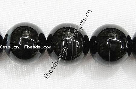Natürliche Streifen Achat Perlen, rund, verschiedene Größen vorhanden, schwarz, Bohrung:ca. 2mm, Länge:15.5 ZollInch, verkauft von Strang