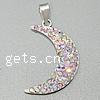 CRYSTALLIZED™ Crystal Sterling Silver Pendants, 925 Sterling Silver, with CRYSTALLIZED™, Moon Approx 