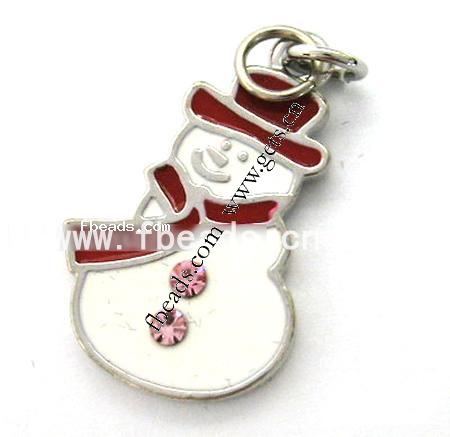 Zinc Alloy Christmas Pendants, with enamel, Snowman, plated, Christmas jewelry & enamel & with rhinestone, more colors for choice, 27x17mm, Hole:Approx 5mm, Sold By PC