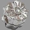 Zinc Alloy European Clip, Flower, plated, with rhinestone & large hole Approx 3mm 