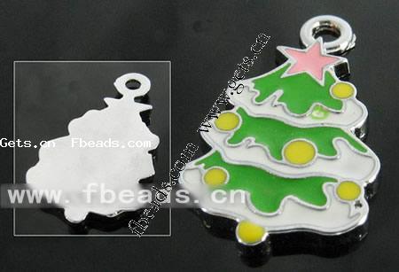 Zinklegierung Weihnachten Anhänger, Weihnachtsbaum, plattiert, Weihnachtsschmuck & Emaille, keine, 26x15x2mm, Bohrung:ca. 2mm, verkauft von PC