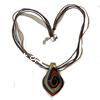 Lampwork Jewelry Necklace, with Wax Cord & Ribbon, Leaf, gold sand, 65xx Inch 