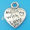 Sterling Silver Message Pendant, 925 Sterling Silver, Heart, word love, plated, with letter pattern Approx 2mm 