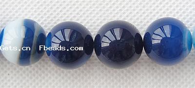 Natürliche Streifen Achat Perlen, rund, verschiedene Größen vorhanden, blau, Bohrung:ca. 1-1.5mm, Länge:ca. 15 ZollInch, verkauft von Strang