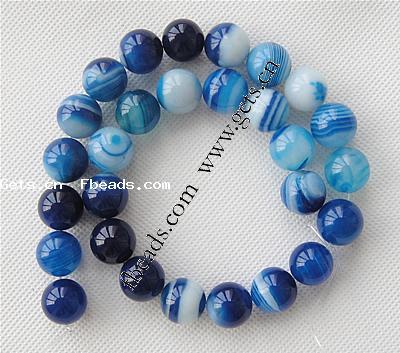 Natürliche Streifen Achat Perlen, rund, verschiedene Größen vorhanden, blau, Bohrung:ca. 1-1.5mm, Länge:ca. 15 ZollInch, verkauft von Strang