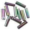 Plated Glass Seed Beads, Round Bugle, rainbow 9mm Approx 1mm, Approx 