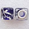 Silver Plated Double Core Lampwork European Beads, Cube, antique silver color plated, cupronickel double core without troll, 13mm Approx 5mm 