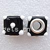 Silver Plated Double Core Lampwork European Beads, Cube, antique silver color plated, cupronickel double core without troll, black, 13mm Approx 5mm 
