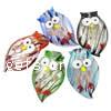 Animal Lampwork Pendants, Owl, gold sand & silver foil, mixed colors, 49-53x30- Approx 6.5mm 