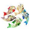 Animal Lampwork Pendants, Fish, silver foil, mixed colors, 20-22x36-43mm Approx 2-3mm 