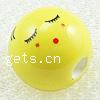 Brushwork Porcelain Beads, Round, yellow, 14mm Approx 2mm 