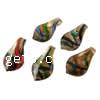 Lampwork Pendants, Leaf, handmade, gold sand & gold sand, mixed colors, 60-61x34-35mm Approx 9mm 