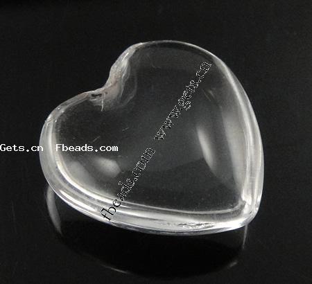 Cabujón de vidrio translúcido, Corazón, transparente & diverso tamaño para la opción, Vendido por UD