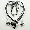 Lampwork Jewelry Sets, earring & necklace, with Wax Cord & Ribbon, Heart Inch 