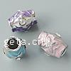 Enamel Zinc Alloy European Beads, Drum, plated, without troll & with rhinestone & large hole Approx 4.5mm 