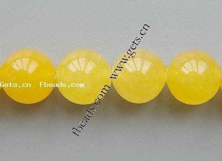 Gelbe Jade Perle, rund, Weitere Größen für Wahl, dunkelgelb, Bohrung:ca. 1mm, Länge:ca. 15.7 ZollInch, verkauft von Strang