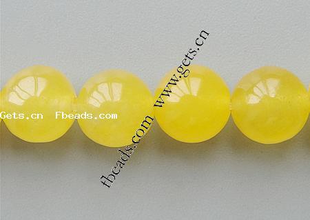 Gelbe Jade Perle, rund, Weitere Größen für Wahl, Bohrung:ca. 1mm, Länge:ca. 15 ZollInch, verkauft von Strang