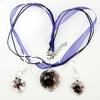 Lampwork Jewelry Sets, earring & necklace, inner flower  Inch 