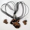Joyería de cristal de Murano, pendiente & collar, Corazón, 52x29x7mm,25x21x5mm, longitud:16 Inch, Vendido por Set