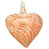 Handmade Lampwork Pendant, Heart, with stripes pattern 