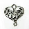 Zinc Alloy Charm Connector, Heart, plated, 1/1 loop Approx 1mm, Approx 