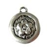 Zinc Alloy Flat Round Pendants, plated, with flower pattern Approx 2mm, Approx 