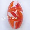 Handmade Lampwork Beads, Oval, with leaves pattern, 20x12mm, Sold by PC
