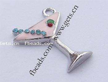 Zinc Alloy Tool Pendants, Cup, plated, enamel & with rhinestone, more colors for choice, 22x18.5x3mm, Hole:Approx 2.5mm, Sold By PC
