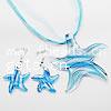 Lampwork Jewelry Sets, earring & necklace, with Wax Cord & Ribbon, Starfish Inch 