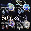 Lampwork Jewelry Sets, earring & necklace, with Wax Cord & Ribbon, Leaf Inch 