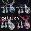 Lampwork Jewelry Sets, earring & necklace, with Wax Cord & Ribbon, Teardrop Inch 