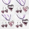 Lampwork Jewelry Sets, earring & necklace, with Wax Cord & Ribbon, Heart Inch 