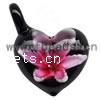 Кулоны Лэмпворк с внутренним цветком , Сердце, цветок внутри отверстие:Приблизительно 5mm, продается PC