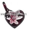 Кулоны Лэмпворк с внутренним цветком , Сердце, цветок внутри отверстие:Приблизительно 4mm, продается PC