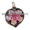 Innere Blume Murano Anhänger, Lampwork, Herz, Goldsand & innen Blume, 45x35mm, Bohrung:ca. 7mm, verkauft von PC