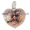 Кулоны Лэмпворк с внутренним цветком , Сердце, золотой песок & цветок внутри отверстие:Приблизительно 4mm, продается PC